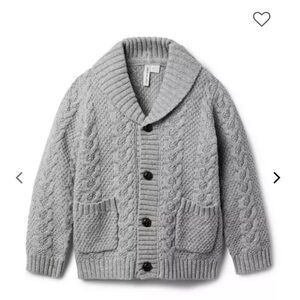 NWT Janie and Jack Gray Cable Knit Sweater Shawl Collar - 18-24 mos